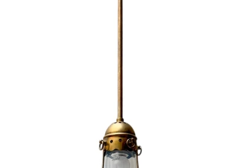 Arts & Crafts Brass Pendant with Glass Shade, 1900s